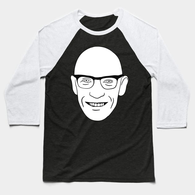 Foucault Minimal White Portrait Baseball T-Shirt by isstgeschichte